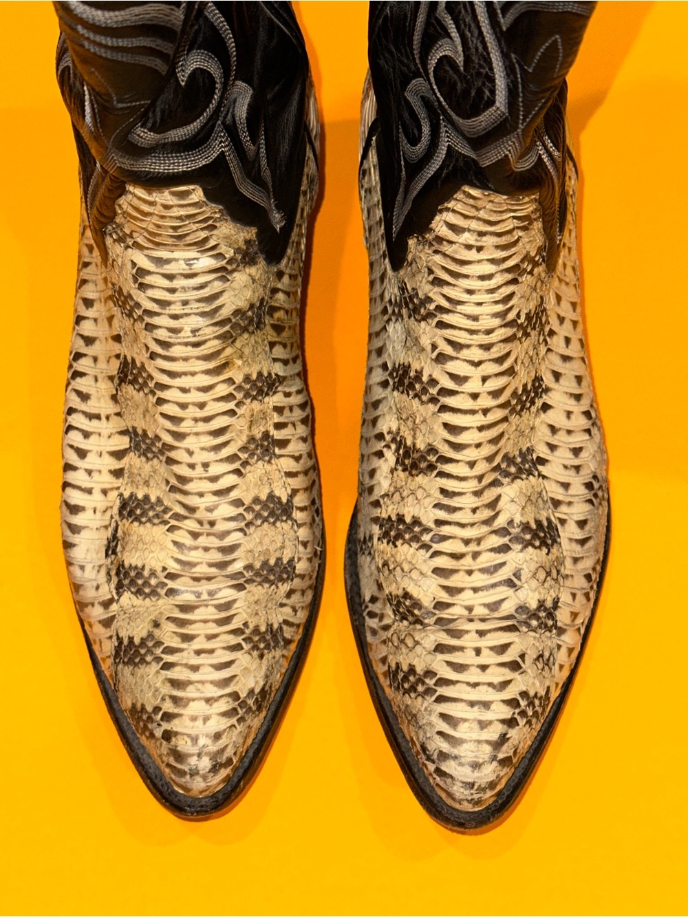 Larry Mahan Boots Python Snakeskin Western Cowboy Boot Men’s 12 D White - Picture 2 of 10